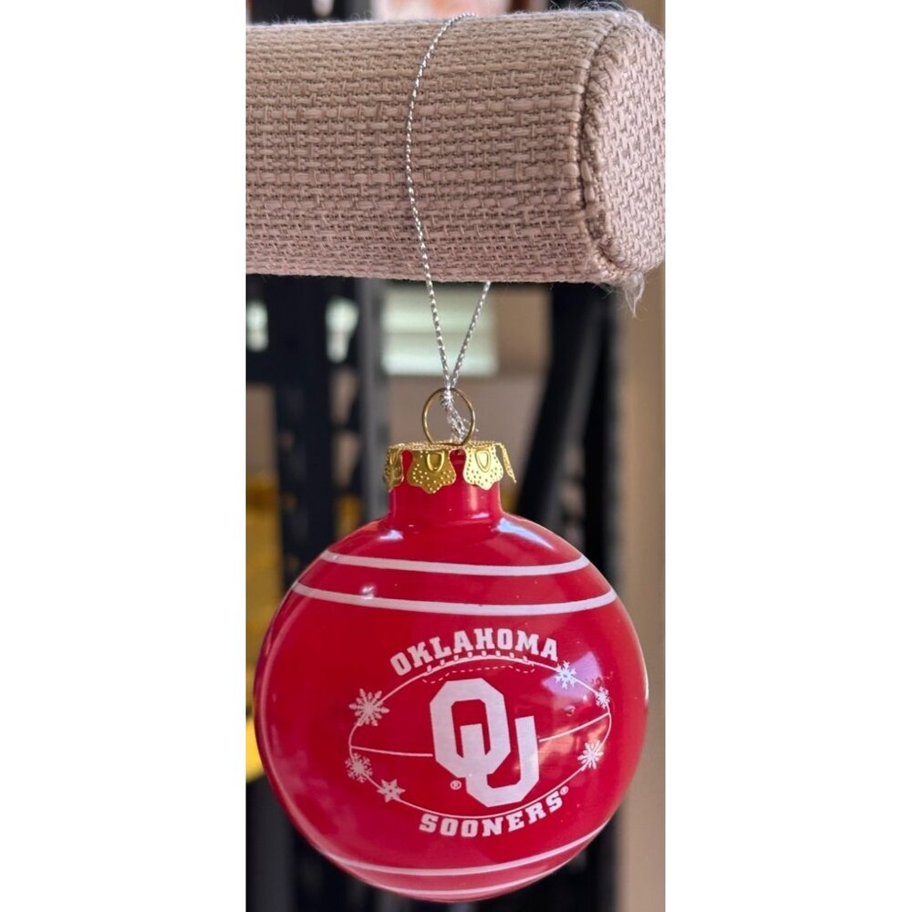 Collegiate Licensed Product University of Oklahoma OU Glass Ball Ornament-BOXED